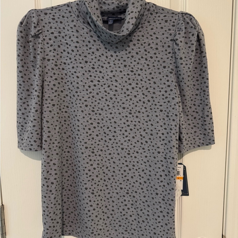 Democracy Gray and Black Polka Dot Turtleneck
